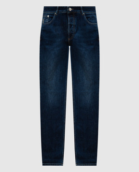 Brunello Cucinelli Blue distressed jeans with embroidered logo M283PD3210
