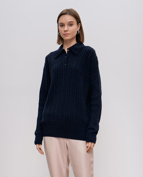 Miu Miu Blue cashmere sweater with a textured pattern L977sh
