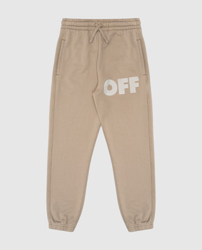 Off-White Kids' khaki joggers with logo print OBCH001S25FLE003