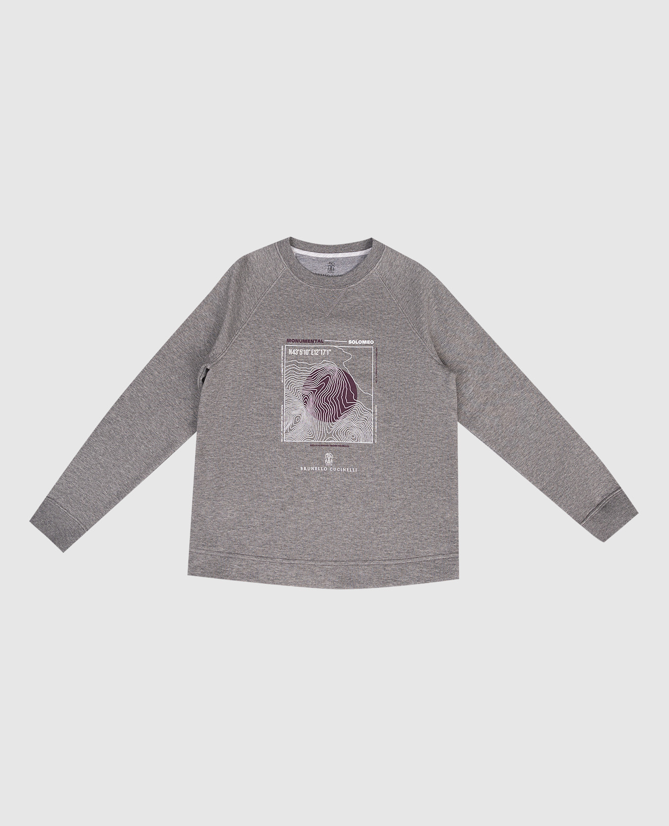 Children&#39;s gray melange sweatshirt with print Brunello Cucinelli