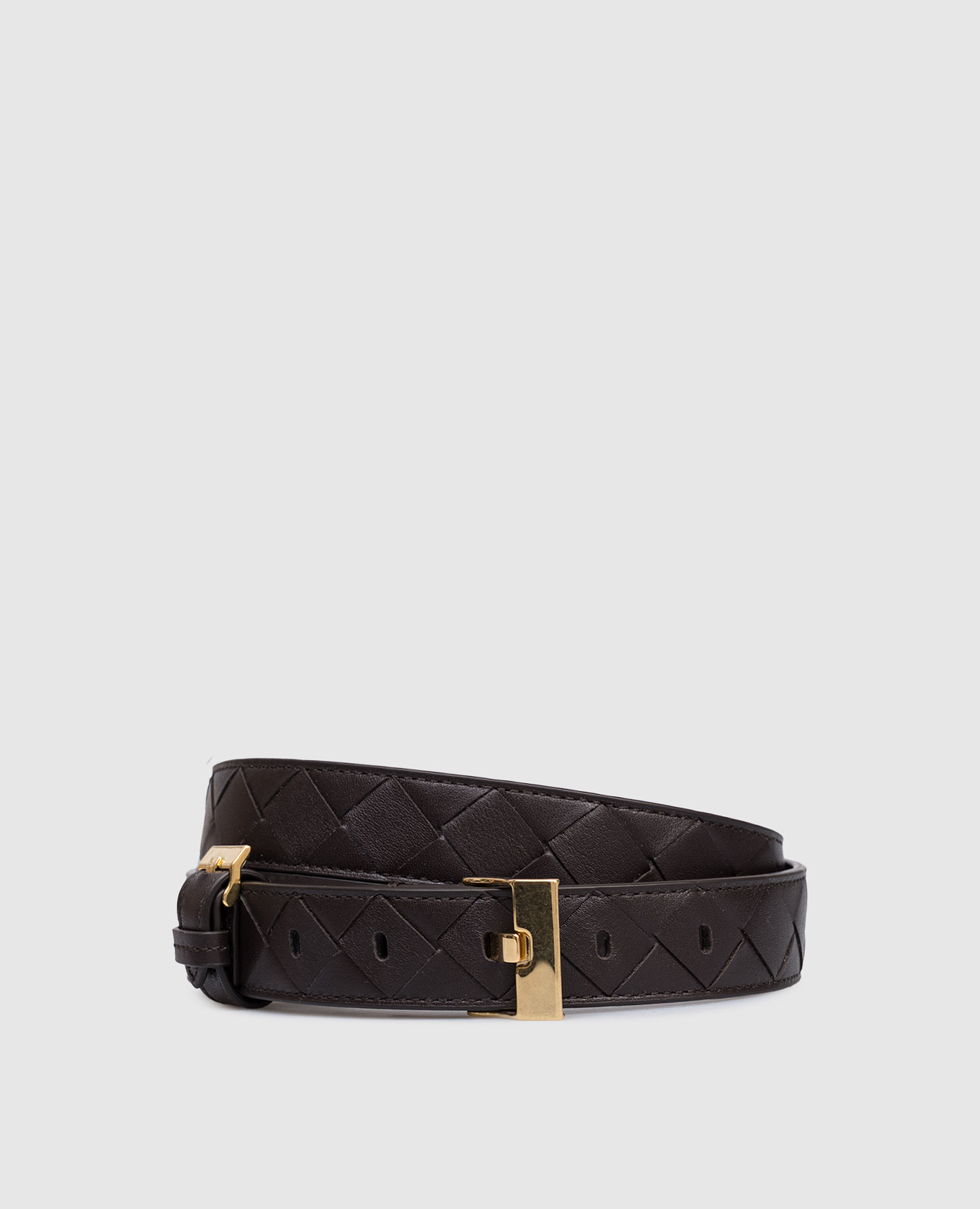 Brown leather belt with weaving Bottega Veneta