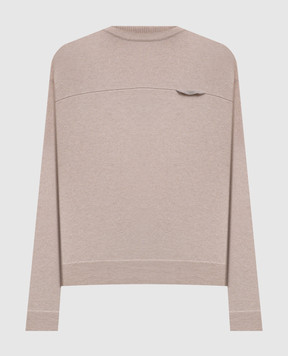 Brunello Cucinelli Beige cashmere jumper with monil chain M12212600P
