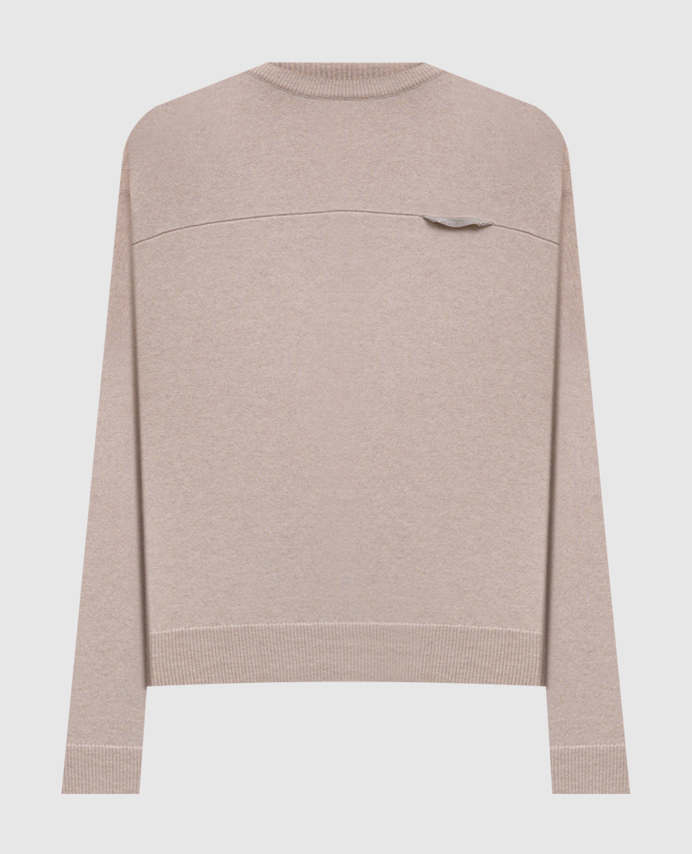 Beige cashmere jumper with monil chain