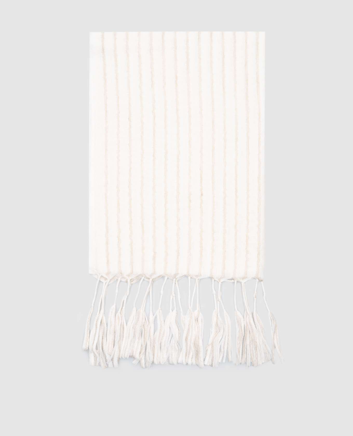 

Beige striped wool and linen scarf Brunello Cucinelli