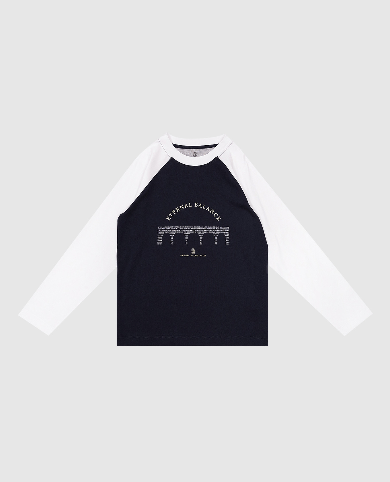 Children's blue longsleeve with eternal balance print brunello cucinelli
