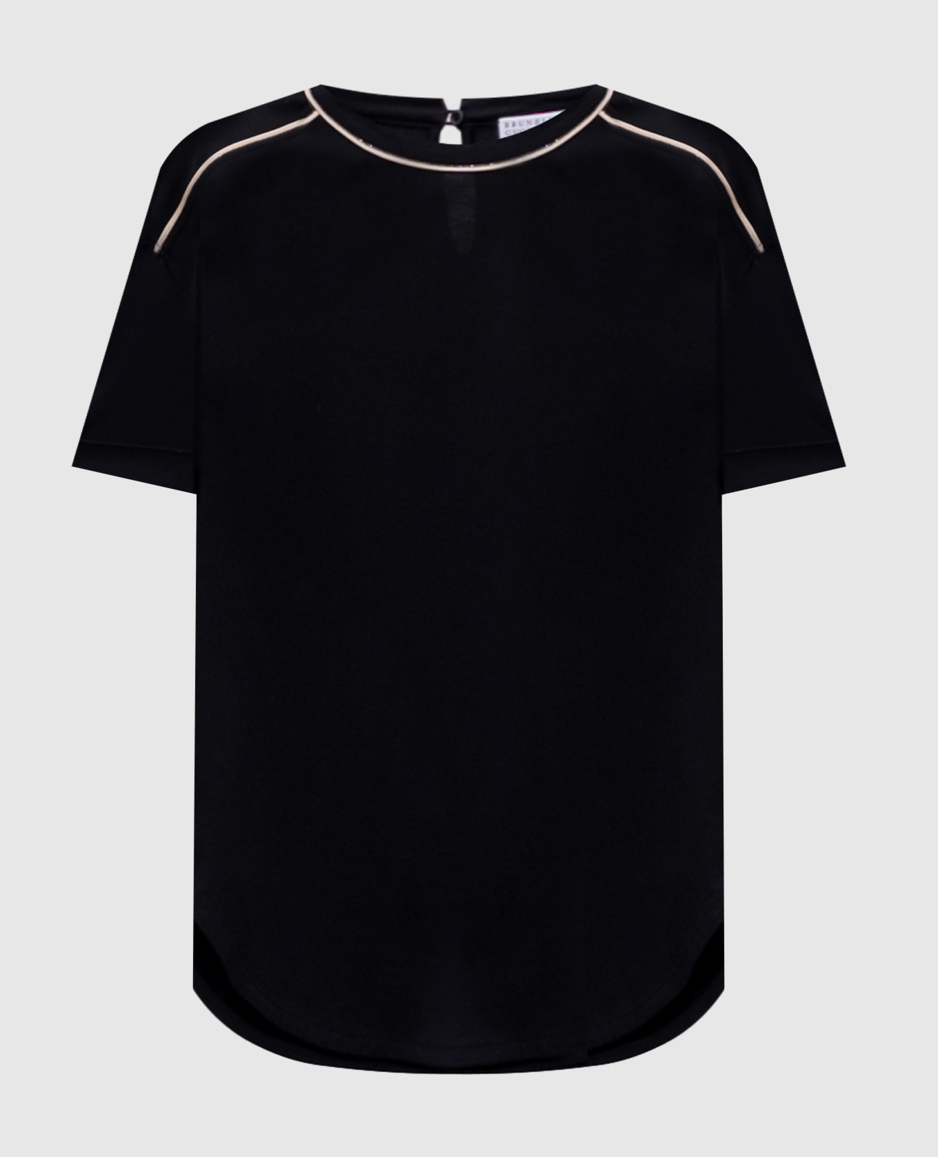 Black T-shirt with monil chain Brunello Cucinelli