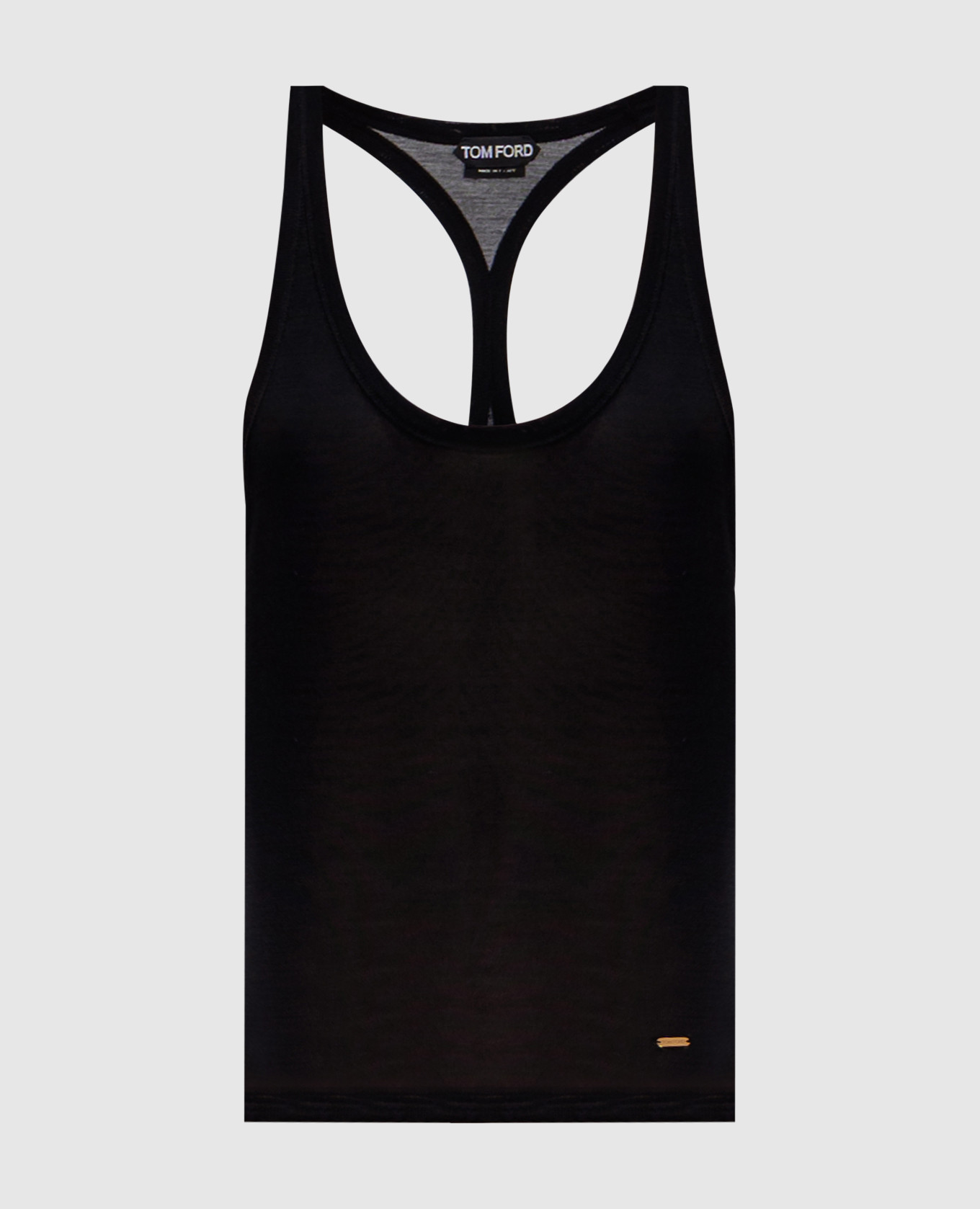 

Black silk top with metallic logo Tom Ford