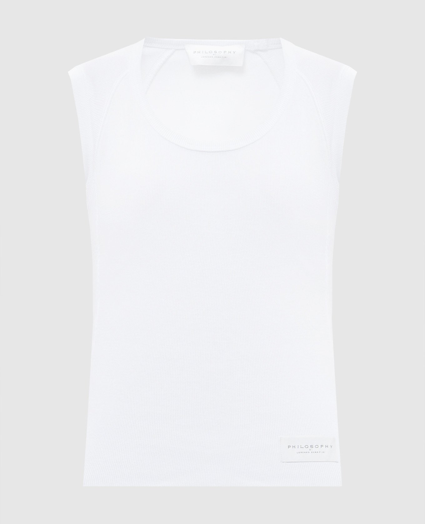 

White ribbed top with logo patch Philosophy di Lorenzo Serafini