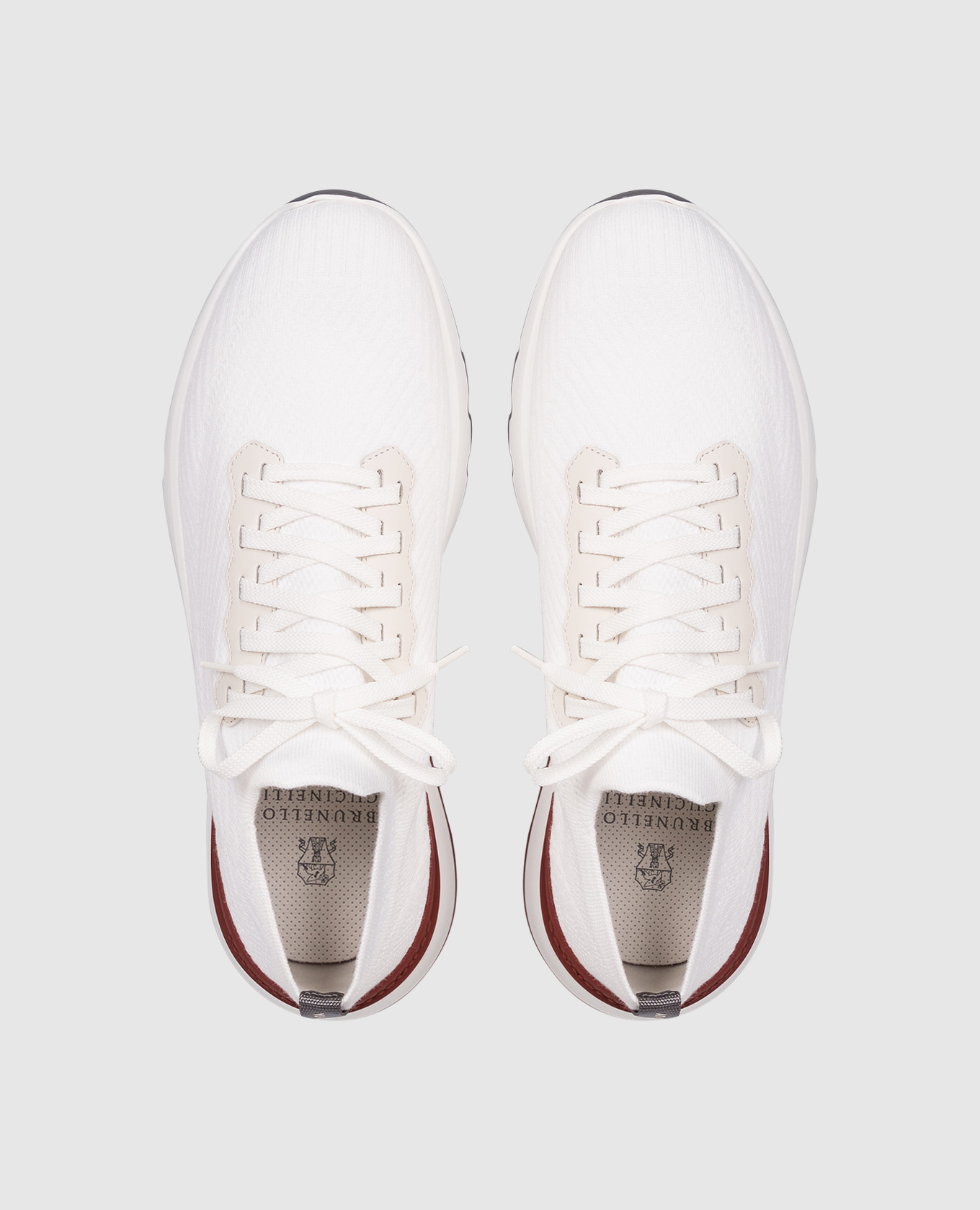 

White sneakers with textured logo Brunello Cucinelli