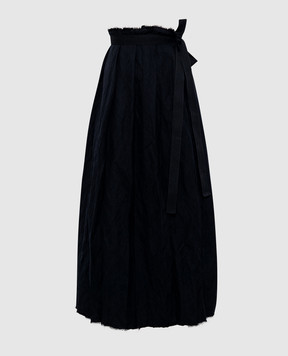 Masnada Black maxi skirt with a smell of wool 7717