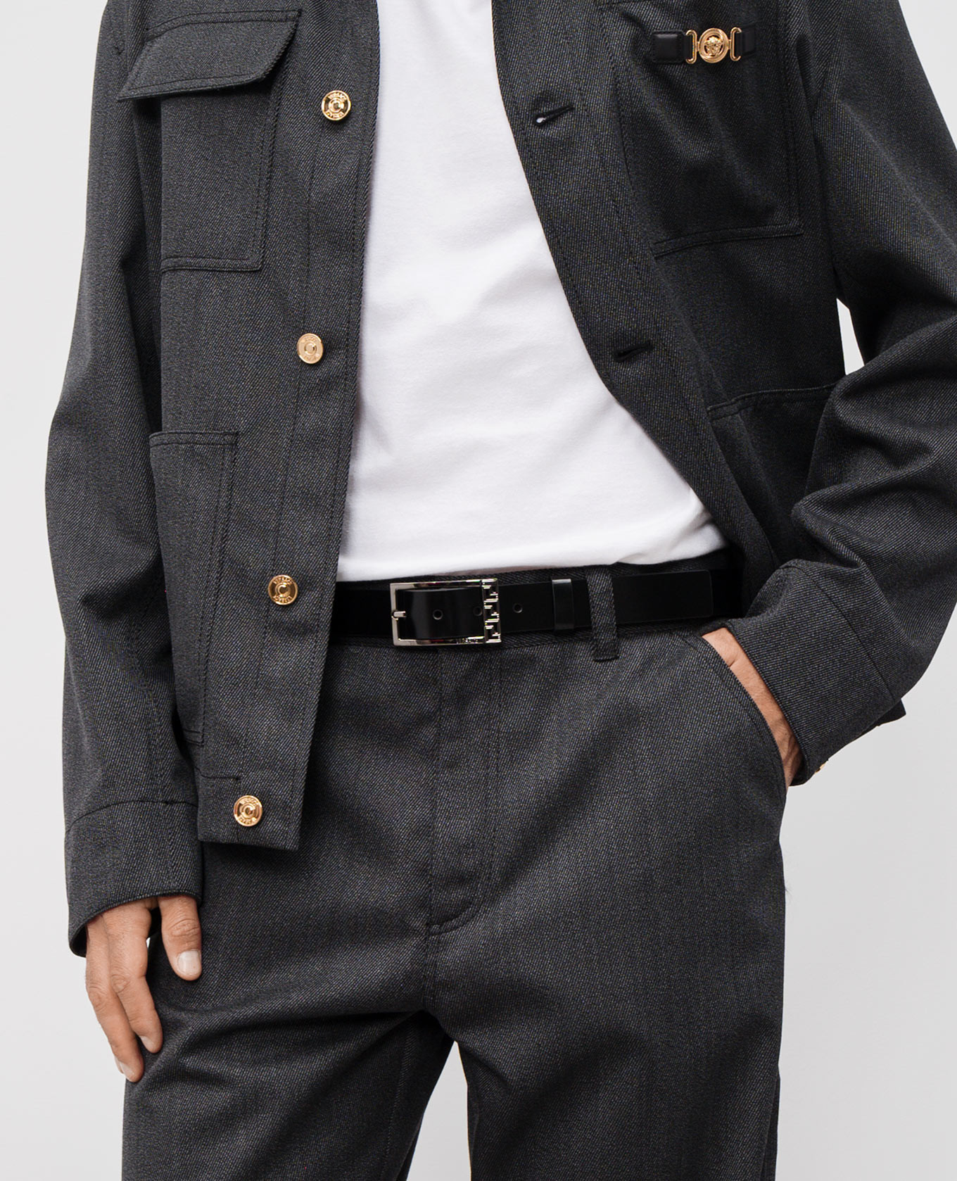 

Black Greca leather belt Versace