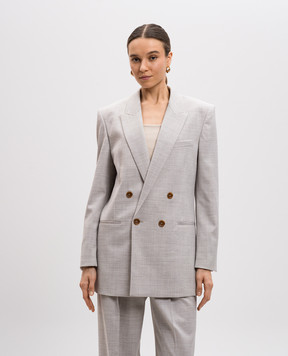Philosophy di Lorenzo Serafini Gray double-breasted jacket with wool and linen A05030726