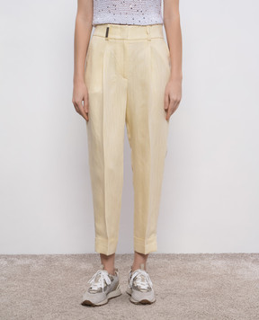 Peserico Yellow linen pants P04316V01920