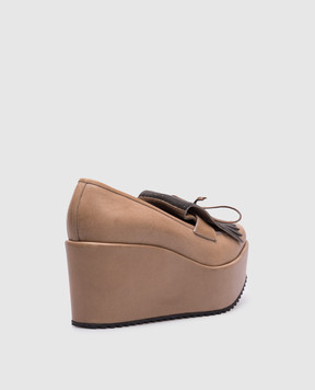 Brunello Cucinelli Beige leather shoes with monil chain MZDFLG079