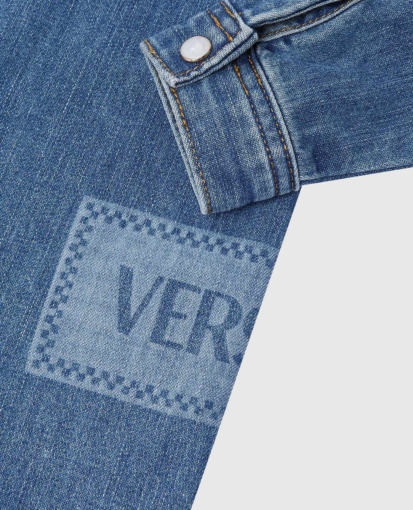 

Children's blue denim shirt with logo Versace
