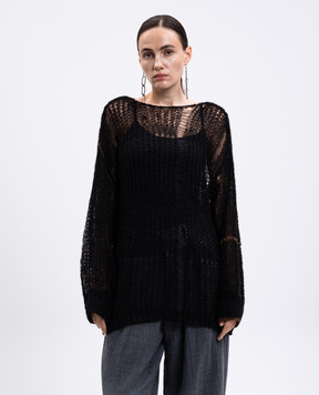 Y`S Yamamoto Black openwork sweater with wool YMK04681