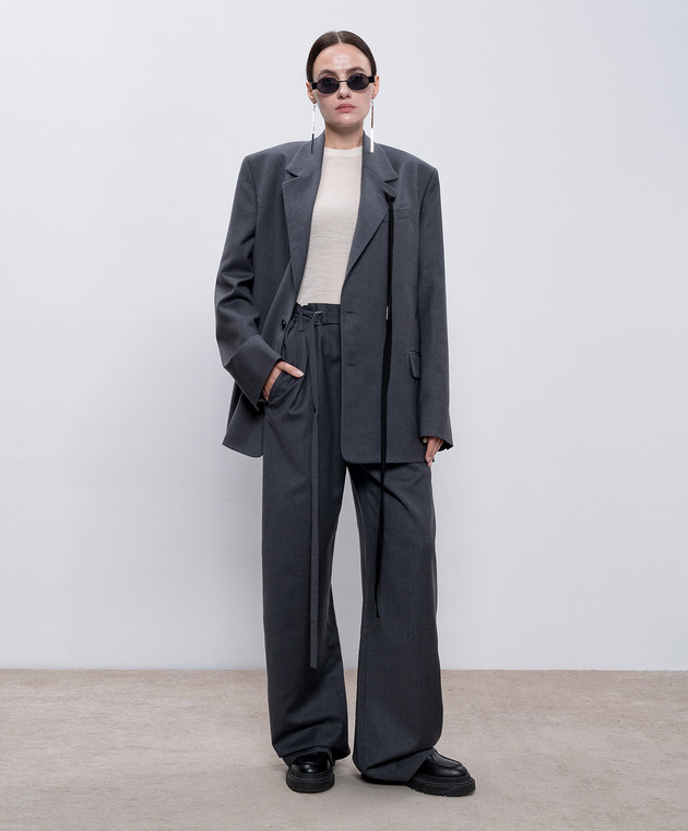 Ann Demeulemeester - Linna gray wool pants 2402WTR01FA515 - shop