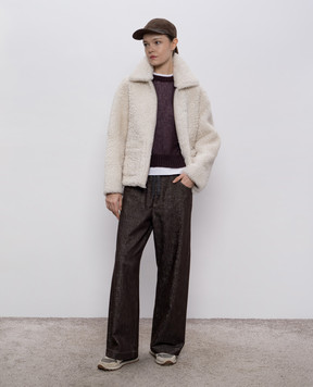 Simonetta Ravizza Beige Catalina reversible sheepskin coat F05JA351H33
