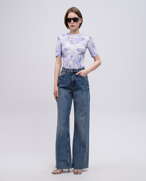 Off-White Blue T-shirt with fresco print OWAD26IS25JER001