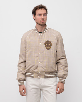 Alexander McQueen Beige wool check bomber jacket 827398QUACY