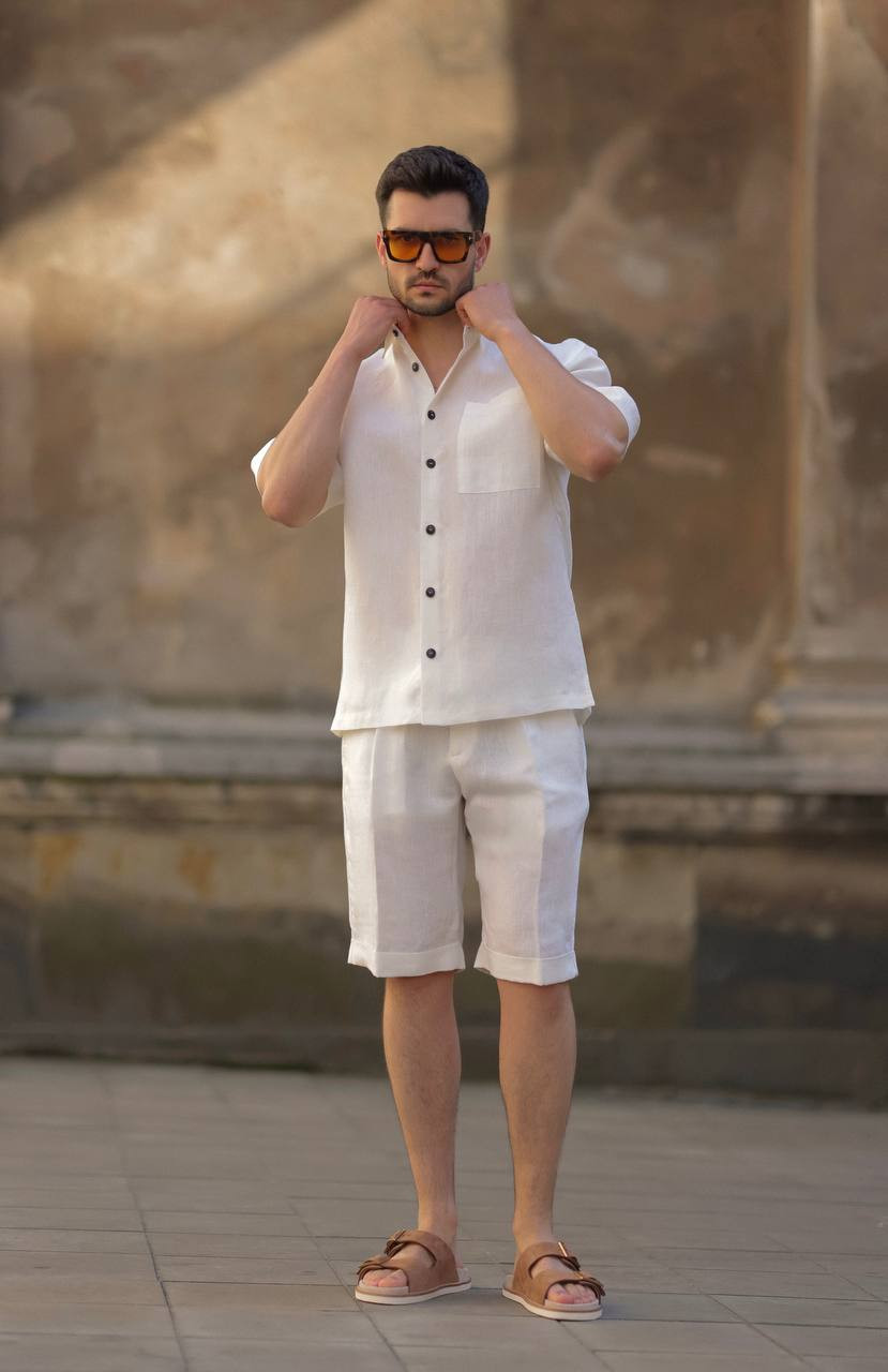 

White linen shirt with short sleeves Cashmere&Whiskey