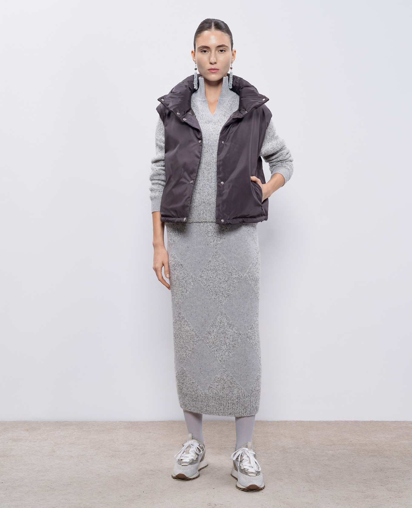 

Gray down vest with logo Herno, Grey
