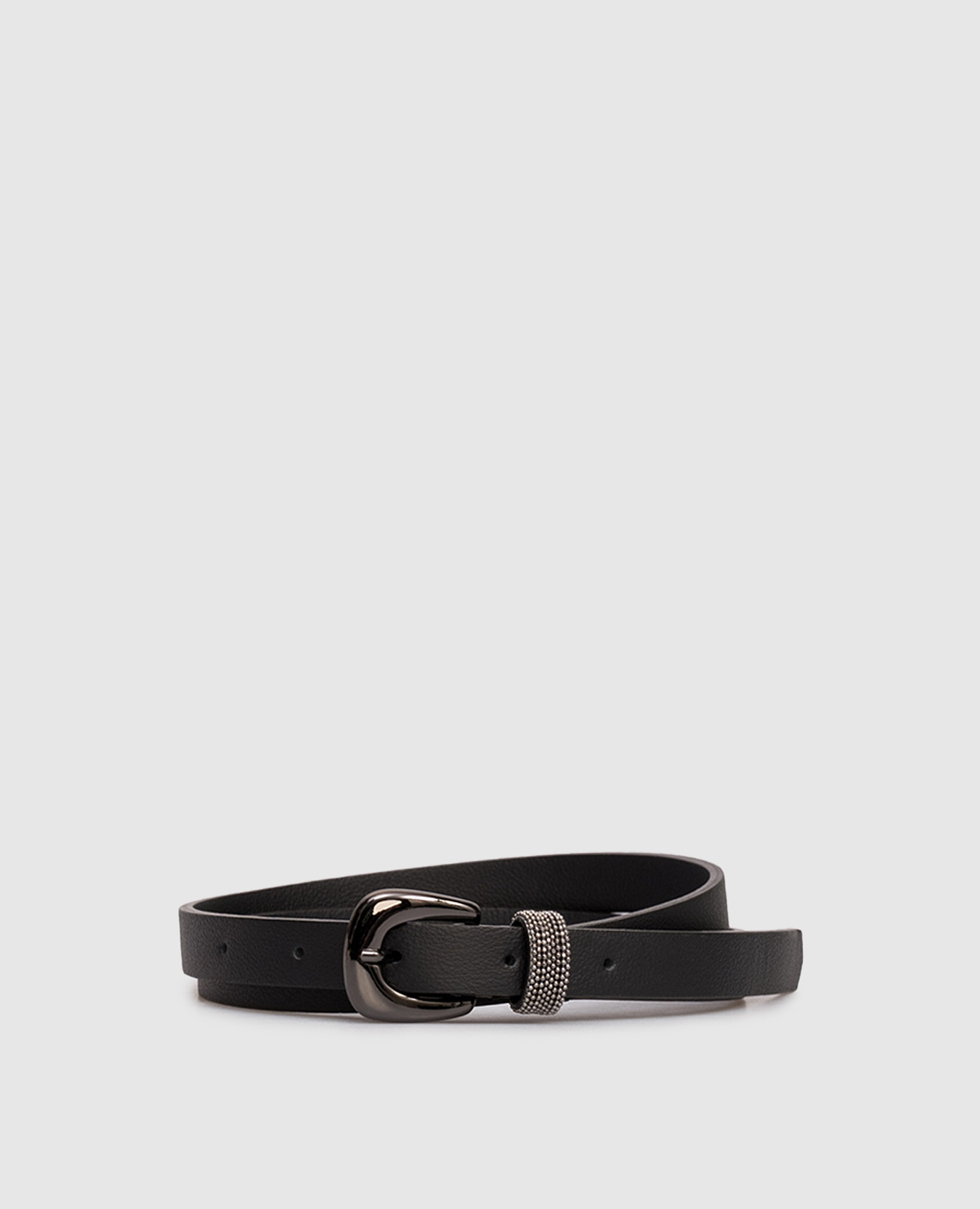 Black leather belt with monil chain Peserico