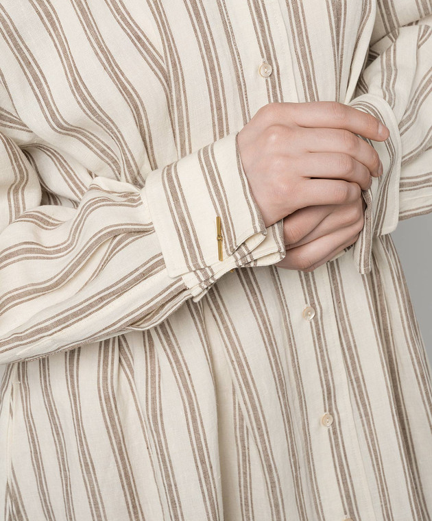 Max Mara - YOLE beige striped linen shirt dress YOLE - shop