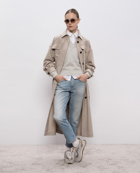 Brunello Cucinelli Gray pullover with lurex MAZ260222