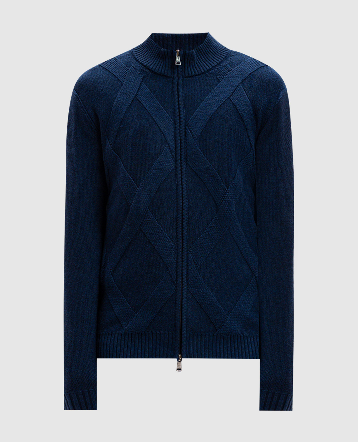 Blue patterned merino wool cardigan cashmere&whiskey