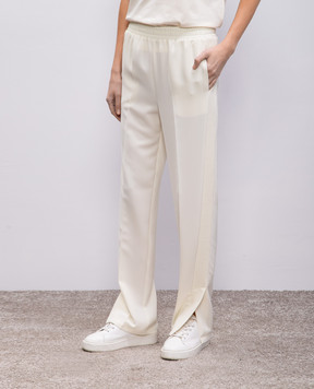 Twinset White pants with metal logo emblem 251TE2164