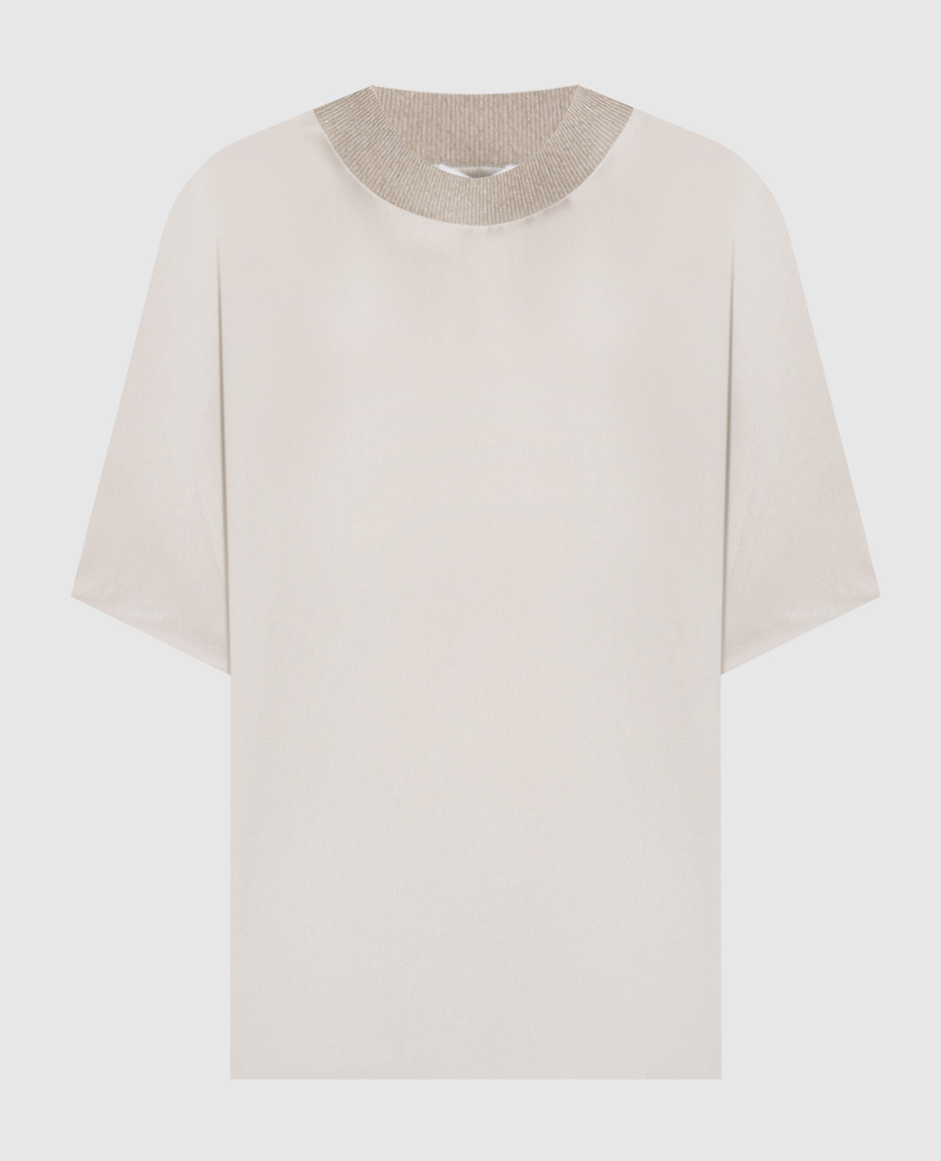 Beige silk top with lurex Peserico