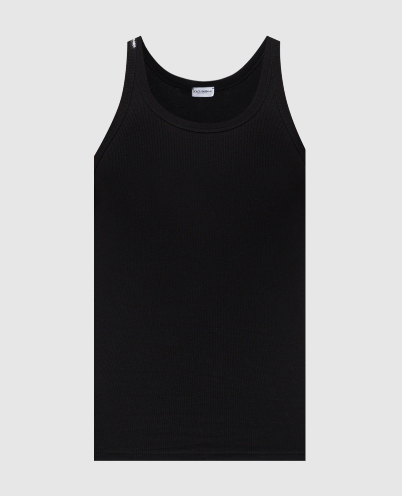 Black ribbed T-shirt with logo patch Dolce&Gabbana