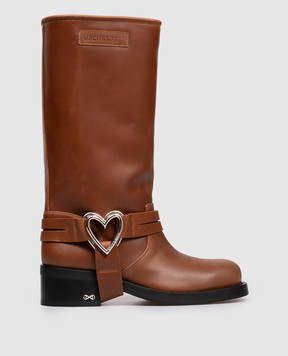 Mach&Mach Double Heart brown leather boots with vintage effect S103350VCL