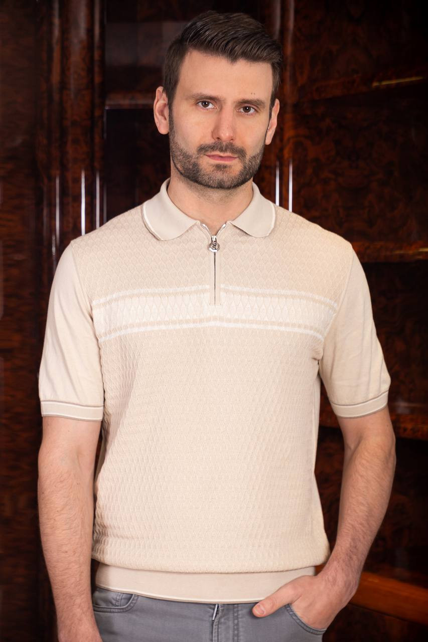 

Beige polo with silk Stefano Ricci