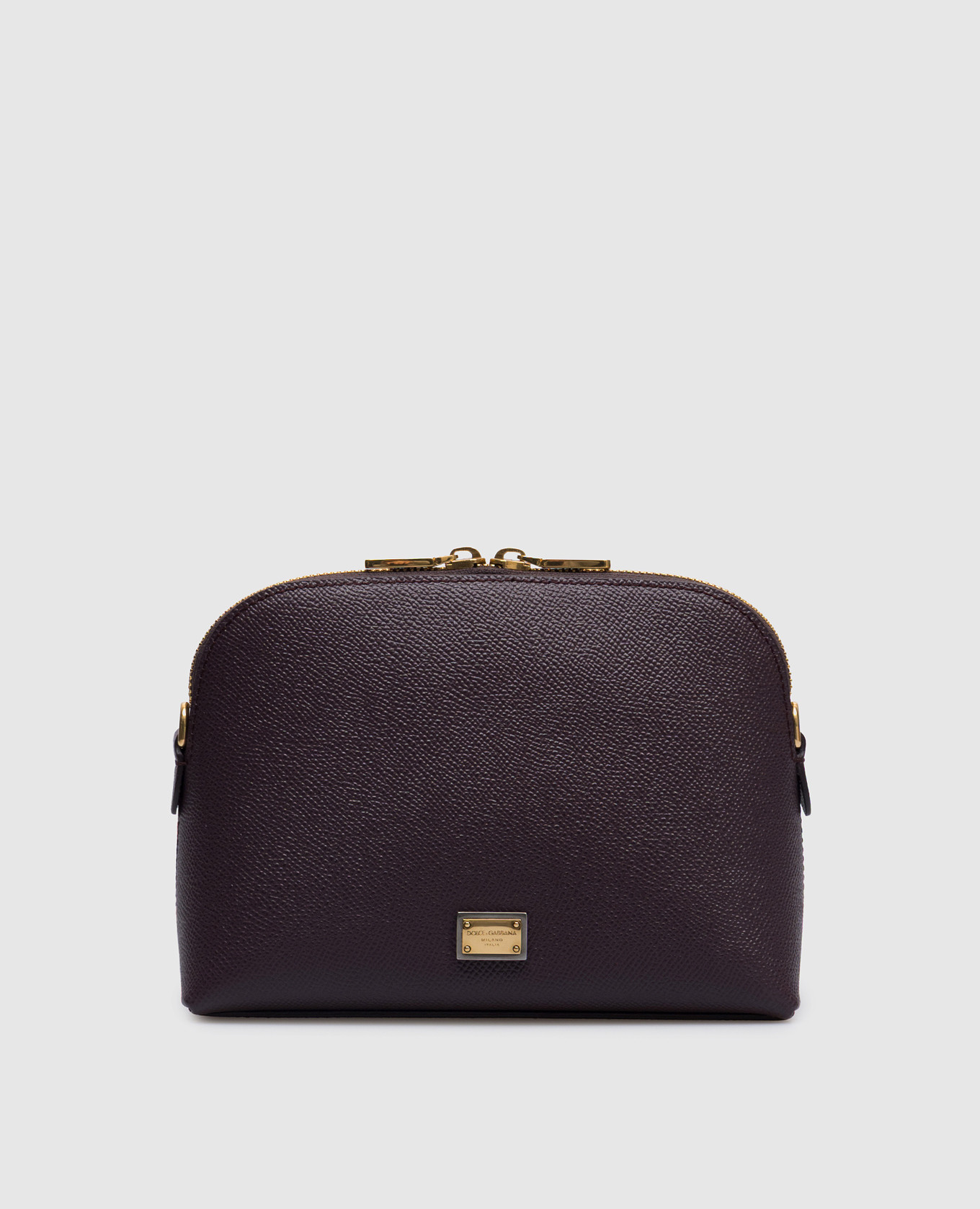 Purple leather bag with logo