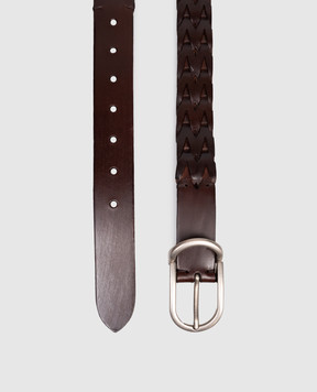 Brunello Cucinelli Brown leather braided belt MAUPP333