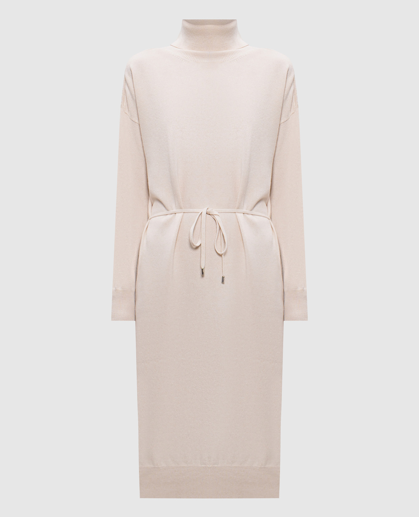 

Beige wool, silk and cashmere dress with monil chain Peserico