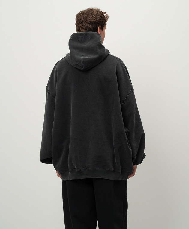 Vetements - Gray hoodie with textured embroidery Paris Vetements
