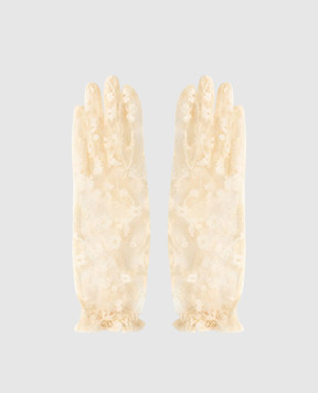 Valentino Beige lace gloves 6W0GD00HNDQ