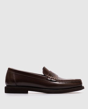 Brunello Cucinelli Brown leather loafers with monil chain MZVNG3011P