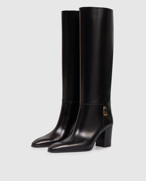 Saint Laurent Black leather glossy boots JULIA 818207AAEHR