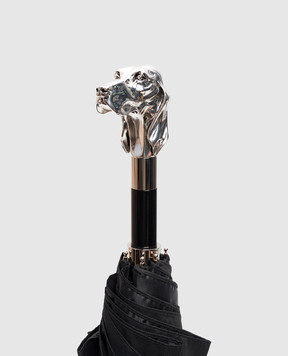 Pasotti Black folding umbrella with a handle in the form of a dog's head OMITUO64SRASOOXF18