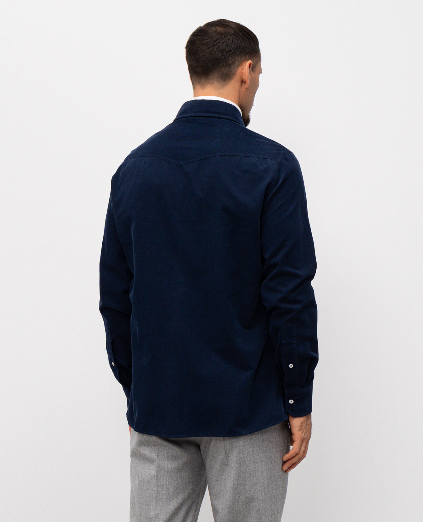 Blue corduroy shirt Brunello Cucinelli 4