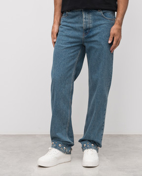 Valentino Blue jeans with eyelets 7V3DE05PB0W
