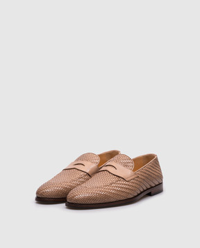 Brunello Cucinelli Beige leather loafers with weaving MZURNTB727