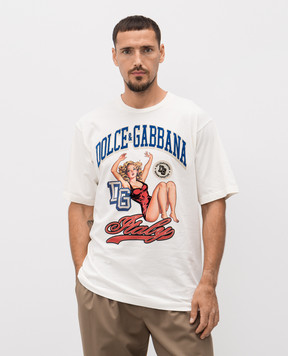 Dolce&Gabbana White T-shirt with print G8PN9ZG7PKK