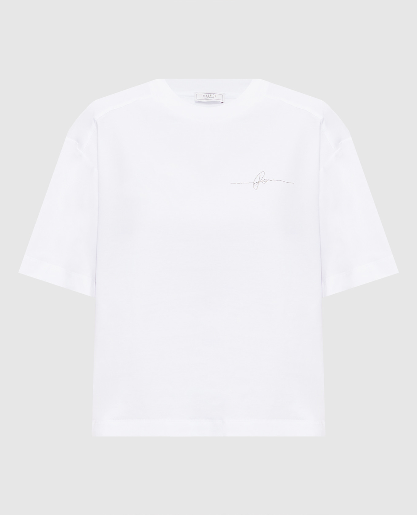 White T-shirt with chain Peserico