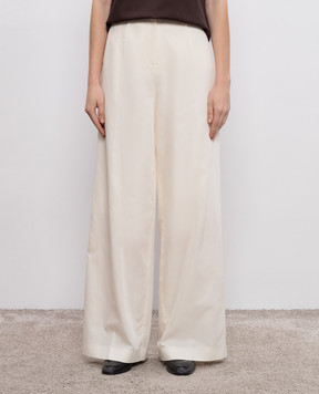 JOSEPH Beige Alanel palazzos with silk JF009128