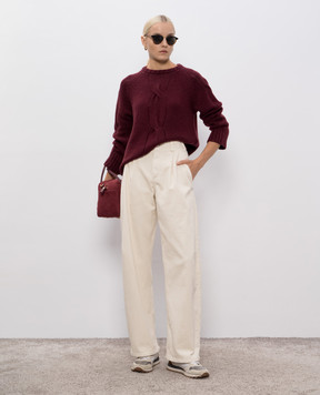 Enrico Mandelli Burgundy cashmere sweater with textured pattern 2KD54A5519